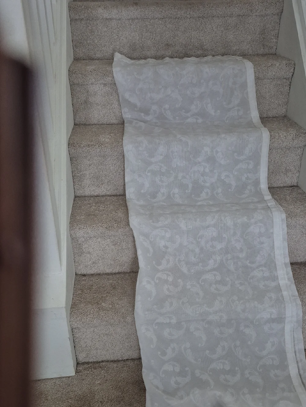 White Semi Sheer Jacquard Curtain Panel 42x64